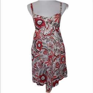 Loft Faux Wrap Sleeveless Red Floral Sundress  10